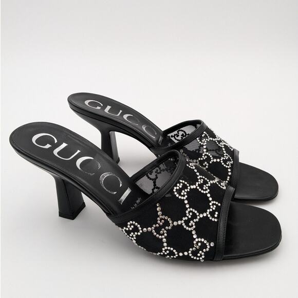 Gucci Demi Rhinestone Mesh Mule Sandals Nero Women's size US8.5 EU38.5 - Picture 3 of 16
